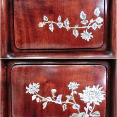 螺鈿細工　唐木家具 置床 昭和レトロ　木製　空間演出　部屋飾り　和風　松竹梅透かし彫り 飾り台 違い棚 飾り棚 天然木 和家具 螺鈿細工 唐木家具 置床 昭和レトロ 木製 空間演出 部屋飾り 和風