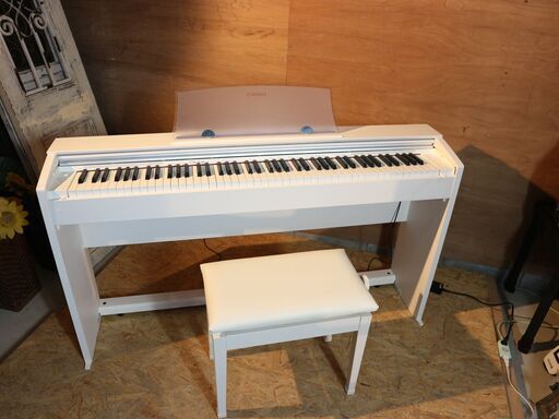 【購入者決定】中古 電子ピアノ CASIO PX-770WE Privia カシオ 88鍵 ホワイトウッド 椅子付 動作問題ございません