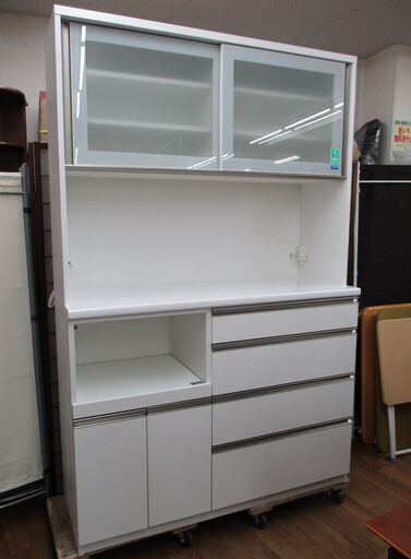 R604 国産 山善工業 キッチンボード、食器棚、幅133cm Used/美品