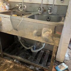【中古】アズマ 業務用 二槽シンク 2層シンク【引き取り限定】