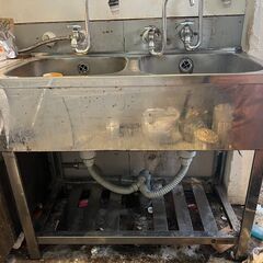 【中古】アズマ 業務用 二槽シンク 2層シンク【引き取り限定】