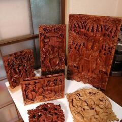 アジアン雑貨　バリ　インテリア　アンティーク　ウッドレリーフ　木彫り