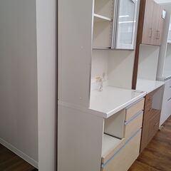 ☆ジモティ割あり☆ パモウナ レンジボード 白＆ベージュ H199×D50×W90 