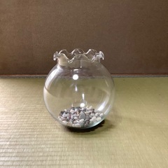 ガラスの金魚鉢と石