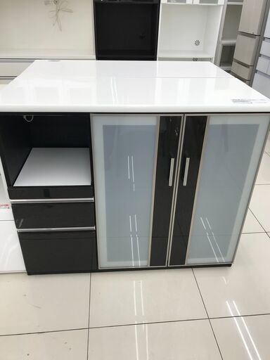 ★ジモティ割あり★ NITORI レンジ台 ブラック×ホワイト H100.5×D45×W120.5 クリーニング済み HJ2742