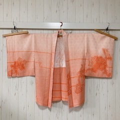 【新品未使用】着物 羽織り 絞り 総絞り 正絹 オレンジ レトロ