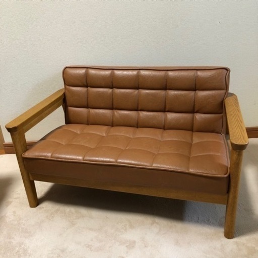 極美品！マナベ購入　　子供用　2人掛けソファ　レザーソファー