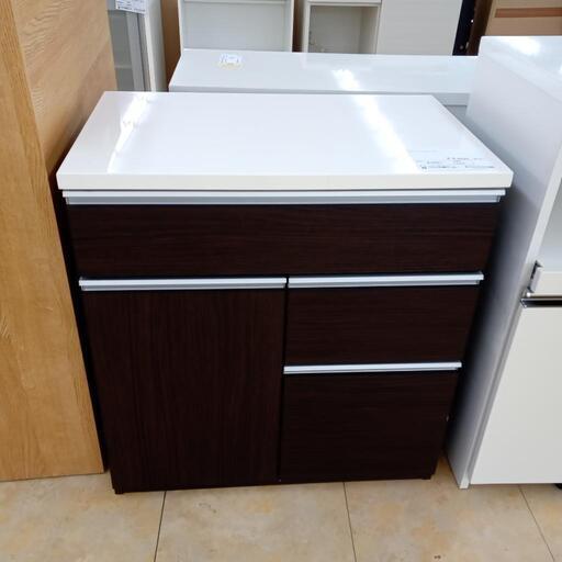 ★ジモティ割あり★  キッチンカウンター ホワイト×ブラウン H85.5×D51×W80 クリーニング済み OJ4043