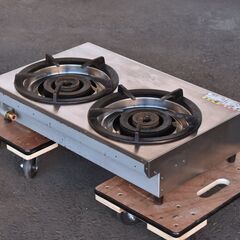 【ヤ取終了4/18】≪zyt1427ジ≫ マルゼン ガステーブルコンロ 親子 M-222C LPガス用 幅68cm/2口コンロ/卓上コンロ/業務用 動作未確認/現状品 60316-11