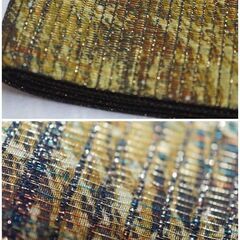 【袋帯】洒落袋帯・黒ラメ・金通し・変わり織り・落款入り・作家物・未使用帯