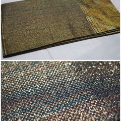 【袋帯】洒落袋帯・黒ラメ・金通し・変わり織り・落款入り・作家物・未使用帯