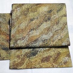 【袋帯】洒落袋帯・黒ラメ・金通し・変わり織り・落款入り・作家物・未使用帯