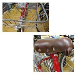 26インチ 自転車 6段変速 シティサイクル a.n.design works レッド ママチャリ ライト カギ 前カゴ付き 西岡店