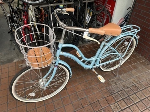 24インチ　ledオートライト付き　子供用自転車　水色