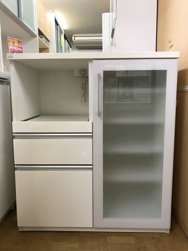【FU800】★ニトリ  NITORI  レンジ台  ホワイト  シンプル  おしゃれ  キッチン家具 収納家具 クリーニング済 堺市 深井 【ジャングルジャングル深井店】