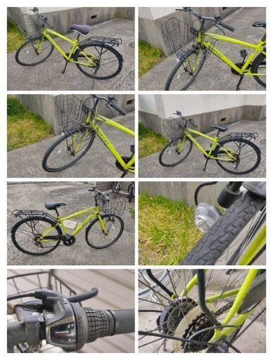 キャリアとフロントバスケットを備えた6段ギアスポーツ自転車