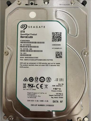 Seagate 3.5インチHDD 8TB ST8000DM004  SATA Barracuda