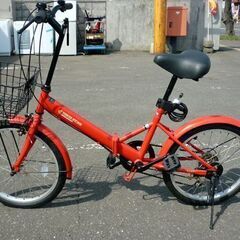 引き取り希望！ カゴ付き　赤色とデザインが可愛い　折りたたみ自転車　２０インチ GRAPHIS（グラフィス） 自転車 折りたたみ 20インチ ワンランク上の