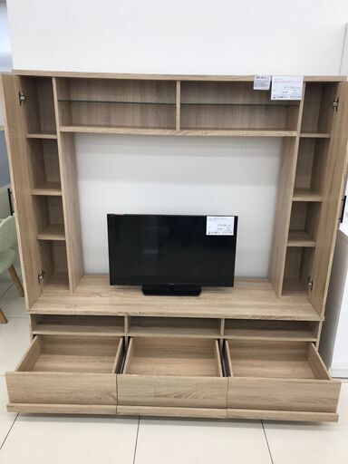★ジモティ割あり★  リビングボード ライトベージュ H162×D49.5×W159 クリーニング済み HJ2752