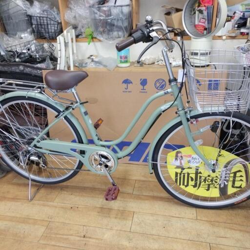 [売切れ ベージュ ４/16日入荷予定] 新車 アサヒサイクル ダブルワン DOS66B 26インチ オートライト 6段変速 マットグリーンベージュ