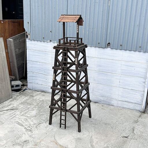 希少 当時物 ミニチュア 建築 木製 望火楼 見張り塔 高さ約134cm 古道具 飾り物 ディスプレイ レトロ アンティーク ビンテージ 昭和レトロ