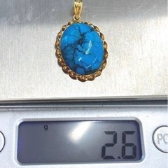 トルコ石 ネックレストップ K18 18金 ターコイズ アクセサリー