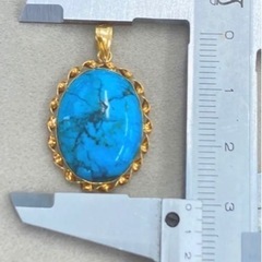 トルコ石 ネックレストップ K18 18金 ターコイズ アクセサリー