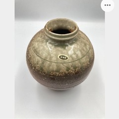 【中古】骨董品　壺　つぼ　茶色　薄緑色　オレンジ系　信楽焼...