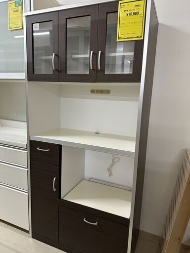 ジモティ来店特価!!　食器棚　土井インテリア　ブラウン　　J-0425