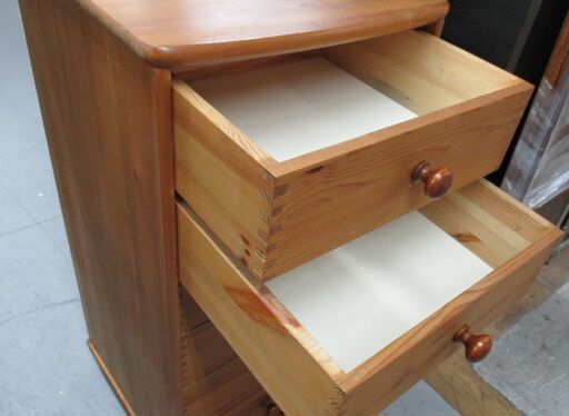 R661 パイン材 天然木、6段スリムチェスト、幅44cm Used/美品