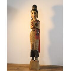 ≪ZU938ジ≫サワディー人形 木製 高さ約76.5㎝ 民芸品/...