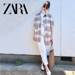 ZARA ベルベット素材 チェックシャツ オーバーサイズ