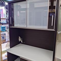 「ジモティー見た」で10％OFF！【ダイニングボード】ダイニングボード ニトリ ポスティア 食器棚 レンジボード キッチンボード ソフトクローズ 鏡面仕上げ:ダークブラウン