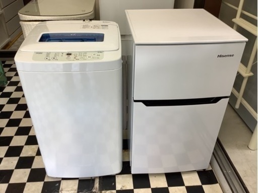 【リサイクルサービス八光】1人暮らしセット　ハイアール4.2kg洗濯機・ハイセンス93L冷蔵庫