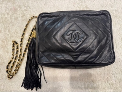 CHANEL ダイヤステッチ ココマーク タッセル チェーンショルダー ブラック