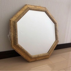 イタリア製 八角鏡 ゴールド