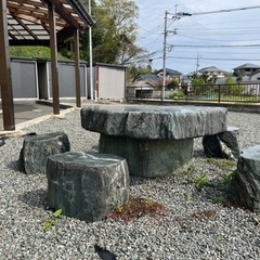 【ネット決済】四国石　テーブル・イス　庭石　