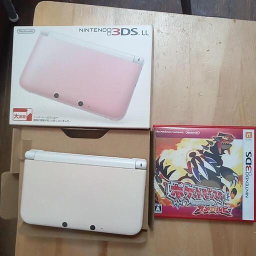譲渡決定❗任天堂3DSLLピンクホワイト本体＆ポケモンオメガルビーセット