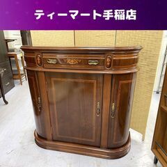 キャビネット 幅87×奥行31×高さ82ｃｍ アンティーク調 コ...