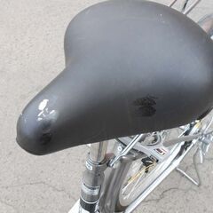 シティサイクル 26インチ 6段切り替え シルバー BOBBY TOWN 自転車 6段変速 ライト付き カゴ付き SMD029722 札幌 西野店