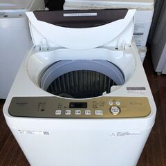 2020年式　シャープ SHARP 全自動洗濯機 幅56.5cm(ボディ幅52.0cm) 6kg ステンレス穴なし槽 ブラウン系 ES-GE6D-