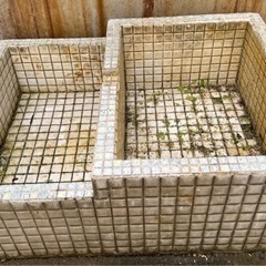 タイル　昭和レトロ　洗面台　ジャンク　シンク　植物やメダカなどお...