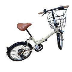 【売ります】 折りたたみ自転車　クリーム色　17インチ　現状品