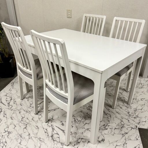 16851  IKEA 伸長式ダイニングテーブルセット　5点セット   ◆大阪市内・東大阪市他 5,000円以上ご購入で無料配達いたします！◆ ※京都・高槻・枚方方面◆神戸・西宮・尼崎方面◆生駒方面、大阪南部方面　それぞれ条件付き無料配送あり！