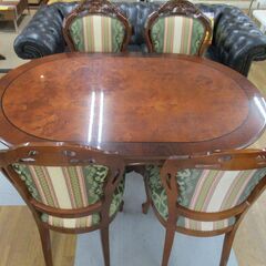 R677 イタリア製 Mobile Classico アンティーク ダイニング5点セット、幅150cm Used・キレイ