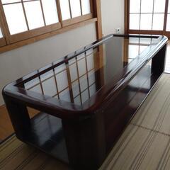 木製和テーブル（ガラス天板）