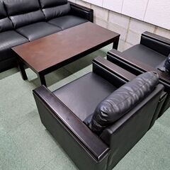 NITORI ニトリ 応接（3人用ソファ・1人用ソファ2点・センターテーブル）セット LEGNO レグノ 本革 オフィス 事務 幅185cm×奥行80cm×高さ74cm 