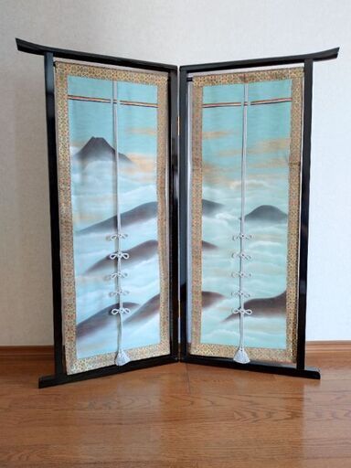 翠帳（木製 衝立 間仕切り パーテーション）着物リメイク
