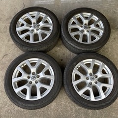 H411-2)225/55R18+エクストレイル純正18インチアルミ中古4本セット！7J-18+40 