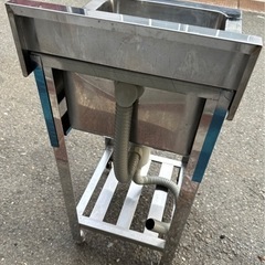 業務用 美品 1槽シンク 幅400×奥450×高さ800+90(mm)栓 流し台 一層シンク 一層 1層 店舗用品 厨房機器一槽シンク 大阪発